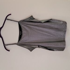 Fashion Bug Metallic Silver & Black Adjustable Straps Camisole Size 2X NWT